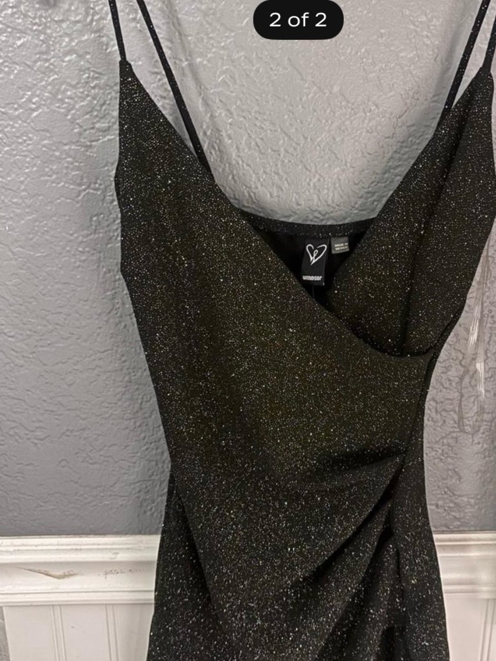 Windsor Black Sparkle Strapless Slip Dress